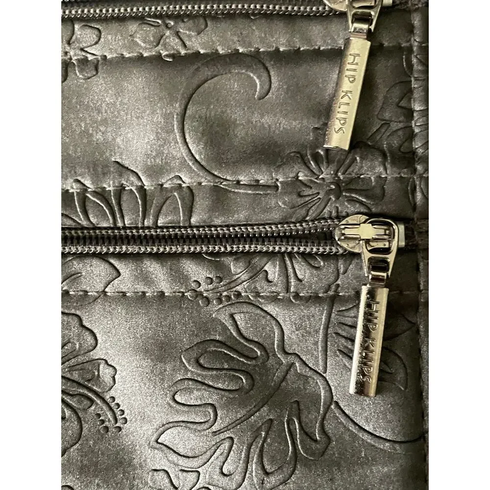 Hip Klips Gray Vegan Leather Palm Design Waist Pocket Wallet